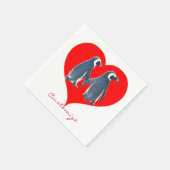 Tortelduifjes Penguin Couple Red Heart Thunder_Cov Servet (Hoek)