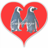Tortelduifjes Penguin Couple Red Heart Thunder_Cov Sticker (Voorkant)