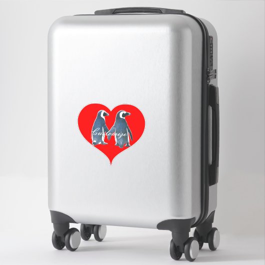 Tortelduifjes Penguin Couple Red Heart Thunder_Cov Sticker (Koffer)