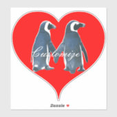 Tortelduifjes Penguin Couple Red Heart Thunder_Cov Sticker (Vel)