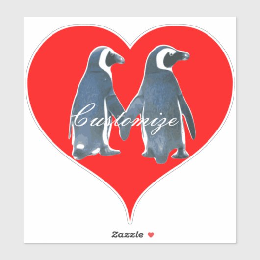 Tortelduifjes Penguin Couple Red Heart Thunder_Cov Sticker (Vel)