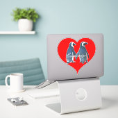 Tortelduifjes Penguin Couple Red Heart Thunder_Cov Sticker (Laptop op bureau)