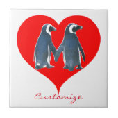 Tortelduifjes Penguin Couple Red Heart Thunder_Cov Tegeltje (Voorkant)