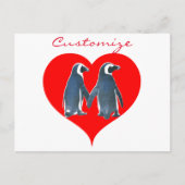 Tortelduifjes Penguin Couple Red Hearts Thunder_Co Briefkaart (Voorkant)