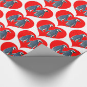 Tortelduifjes Penguin Couple Red Hearts Thunder_Co Cadeaupapier (Hoek)