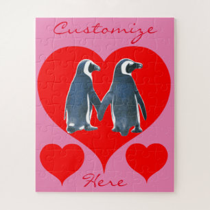 Tortelduifjes Penguin Couple Red Hearts Thunder_Co Legpuzzel
