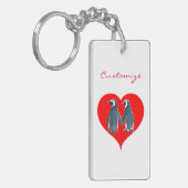 Tortelduifjes Penguin Couple Red Hearts Thunder_Co Sleutelhanger (Voorkant Links)