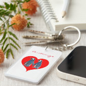 Tortelduifjes Penguin Couple Red Hearts Thunder_Co Sleutelhanger (Voorkant Rechts)