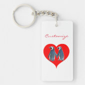 Tortelduifjes Penguin Couple Red Hearts Thunder_Co Sleutelhanger (Voorkant)