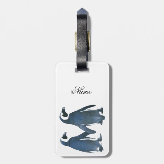 Tortelduifjes Penguin Couple Thunder_Cove Bagagelabel (Achterkant verticaal)