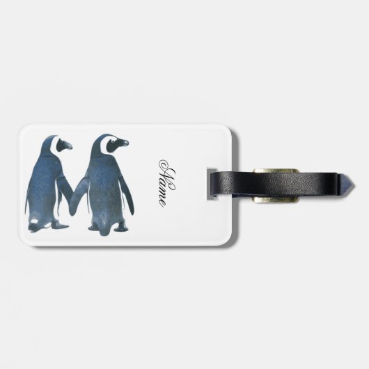 Tortelduifjes Penguin Couple Thunder_Cove Bagagelabel (Achterkant horizontaal)