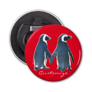 Tortelduifjes Penguin Couple Thunder_Cove Button Flesopener