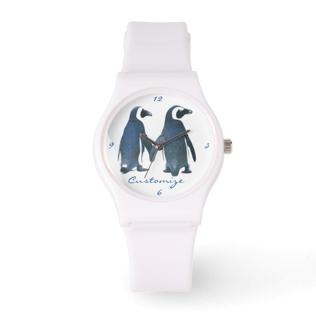 Tortelduifjes Penguin Couple Thunder_Cove Horloge (Voorkant)