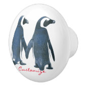 Tortelduifjes Penguin Couple Thunder_Cove Keramische Knop (Rechts)