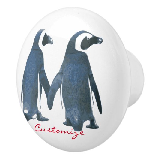 Tortelduifjes Penguin Couple Thunder_Cove Keramische Knop (Rechts)