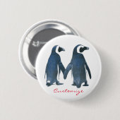 Tortelduifjes Penguin Couple Thunder_Cove Ronde Button 5,7 Cm (Voorkant /achterkant)