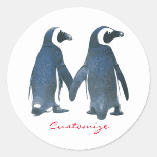 Tortelduifjes Penguin Couple Thunder_Cove Ronde Sticker