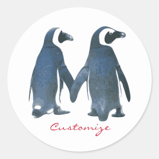 Tortelduifjes Penguin Couple Thunder_Cove Ronde Sticker (Voorkant)