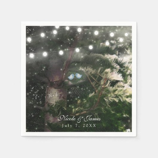 Tortelduifjes + Pijn Tree Night Weddenschap Recept Servet (Voorkant)