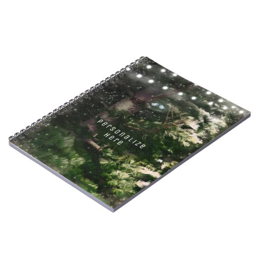 Tortelduifjes + Pine Tree Nachtlampjes Whimsical Notitieboek (Linkerzijde)