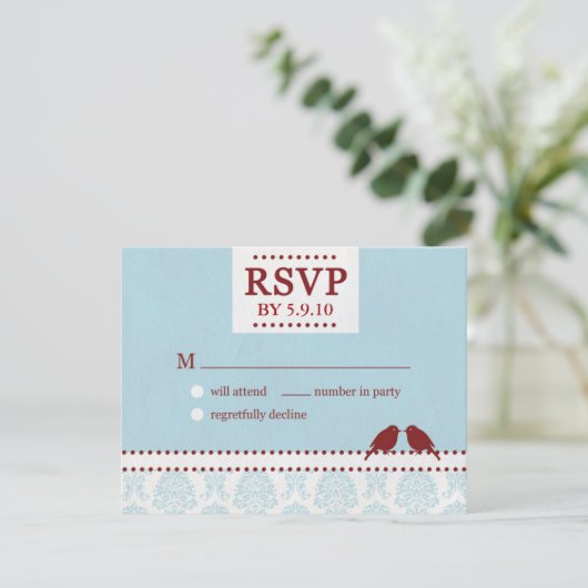 Tortelduifjes Red Blue RSVP (Staand voorkant)