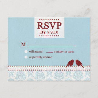 Tortelduifjes Red Blue RSVP Kaartje