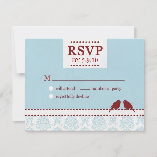 Tortelduifjes Red Blue RSVP Kaartje (Voorkant)