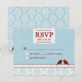 Tortelduifjes Red Blue RSVP Kaartje (Voorkant / Achterkant)