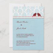 Tortelduifjes Rode & Blauwe Uitnodiging (Voorkant)