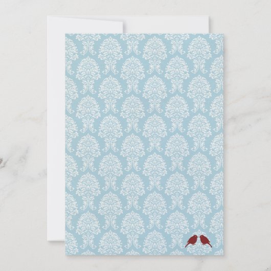 Tortelduifjes Rode & Blauwe Uitnodiging (Achterkant)