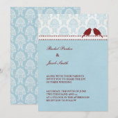 Tortelduifjes Rode & Blauwe Uitnodiging (Voorkant / Achterkant)