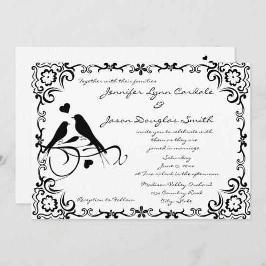 Tortelduifjes Rol Lijst Uitnodiging (Voorkant / Achterkant)