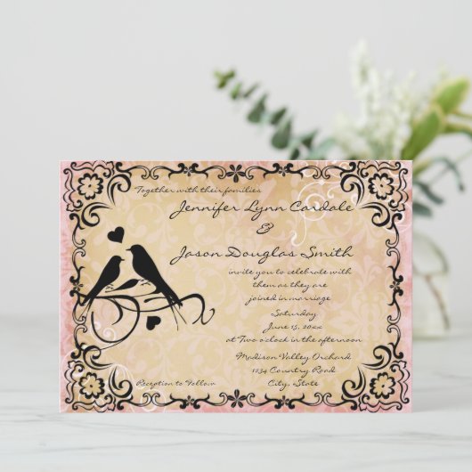  Tortelduifjes Rol Lijst Uitnodiging (Staand voorkant)