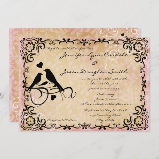  Tortelduifjes Rol Lijst Uitnodiging (Voorkant / Achterkant)