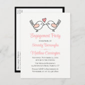 Tortelduifjes Roze Black Lovevogels Engagement Par Uitnodiging Briefkaart (Voorkant / Achterkant)