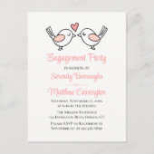 Tortelduifjes Roze Black Lovevogels Engagement Par Uitnodiging Briefkaart (Voorkant)