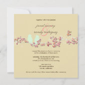 Tortelduifjes roze bloesems/beige kaart (Achterkant)