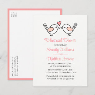 Tortelduifjes Roze bruiloft Lovevogels repetitie Uitnodiging Briefkaart