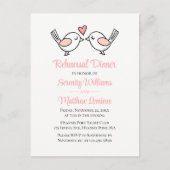 Tortelduifjes Roze bruiloft Lovevogels repetitie Uitnodiging Briefkaart (Voorkant)