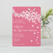  Tortelduifjes Roze Cherry Blossom Weddings Kaart (Staand voorkant)