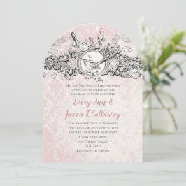 Tortelduifjes Roze eik lebbel bruiloft Kaart