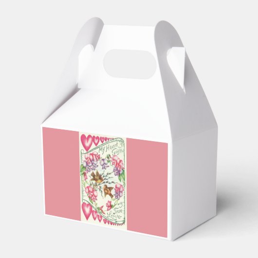 Tortelduifjes Roze  Valentijn Party Favors Box Bedankdoosjes (Voorkant Zijde)