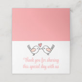 Tortelduifjes Roze Witte Lovevogels Dank je huweli Plaatskaartje (Buitenkant ongevouwen)