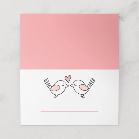 Tortelduifjes Roze Witte tuin Lovevogels Weddensch Plaatskaartje (Buitenkant ongevouwen)