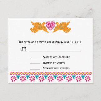 Tortelduifjes RSVP-kaart - Aqua RSVP Kaartje