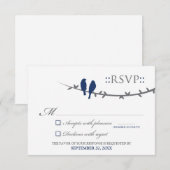 Tortelduifjes RSVP-kaart (blauw en wit) RSVP Kaartje (Voorkant / Achterkant)
