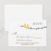 Tortelduifjes RSVP-kaart (geel en wit) RSVP Kaartje (Voorkant / Achterkant)