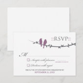 Tortelduifjes RSVP-kaart (paars en wit) RSVP Kaartje (Voorkant / Achterkant)