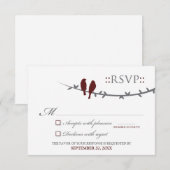 Tortelduifjes RSVP-kaart (veenbes en wit) RSVP Kaartje (Voorkant / Achterkant)