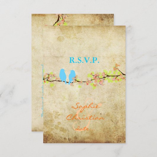 TORTELDUIFJES, RSVP's/DIY-kleur RSVP Kaartje (Voorkant / Achterkant)